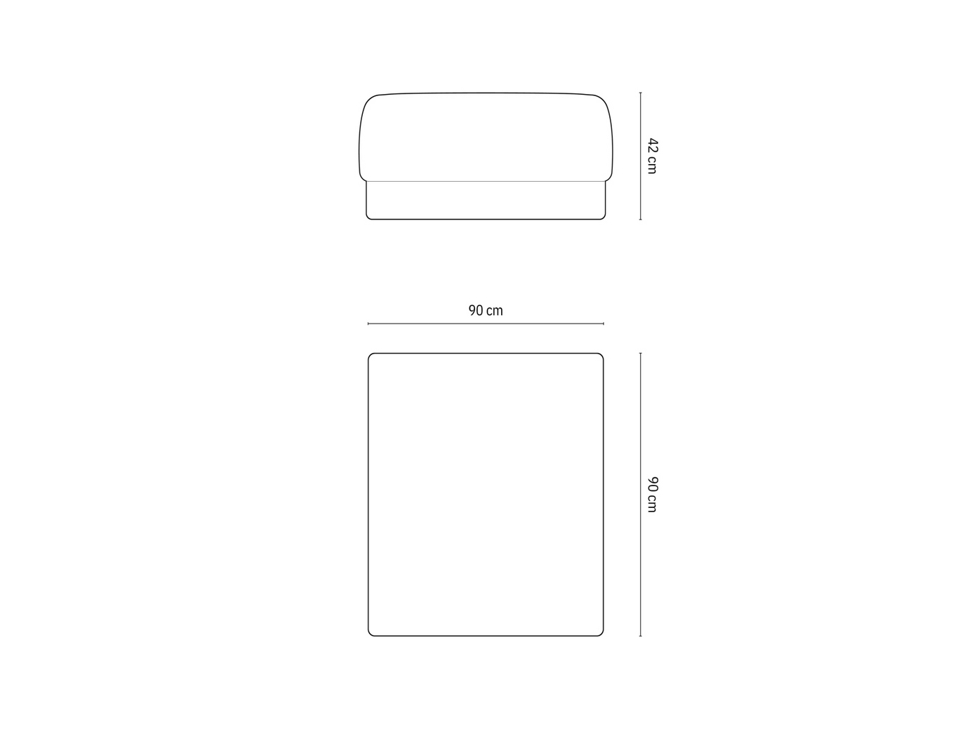 Cosmopolitan Design velourpuf, "Gomera", 1-personers, 90 × 90 × 42 cm, Salvador, sorte plastben