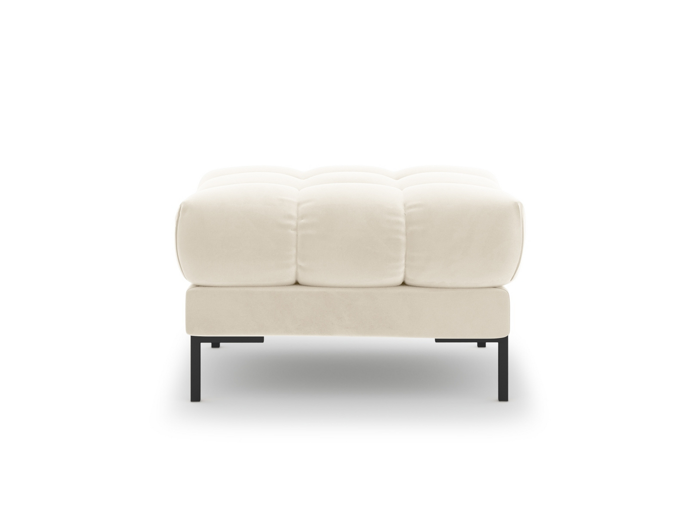 Cosmopolitan Design velourpuf, "Bali", 1-personers, 60 × 60 × 41 cm, Bluvel, sorte metalben