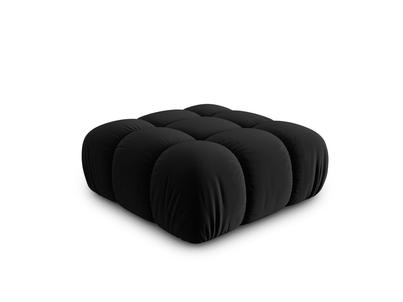 Cosmopolitan Design velourpuf, "Cortina", 1-personers, 94 × 94 × 43 cm, Bluvel, sorte plastben