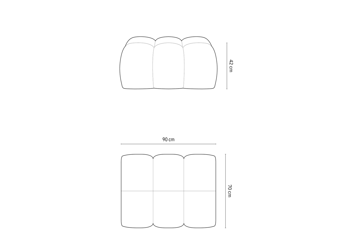 Cosmopolitan Design velourpuf, "Treno", 1-personers, 90 × 70 × 42 cm, Bluvel, sorte plastben
