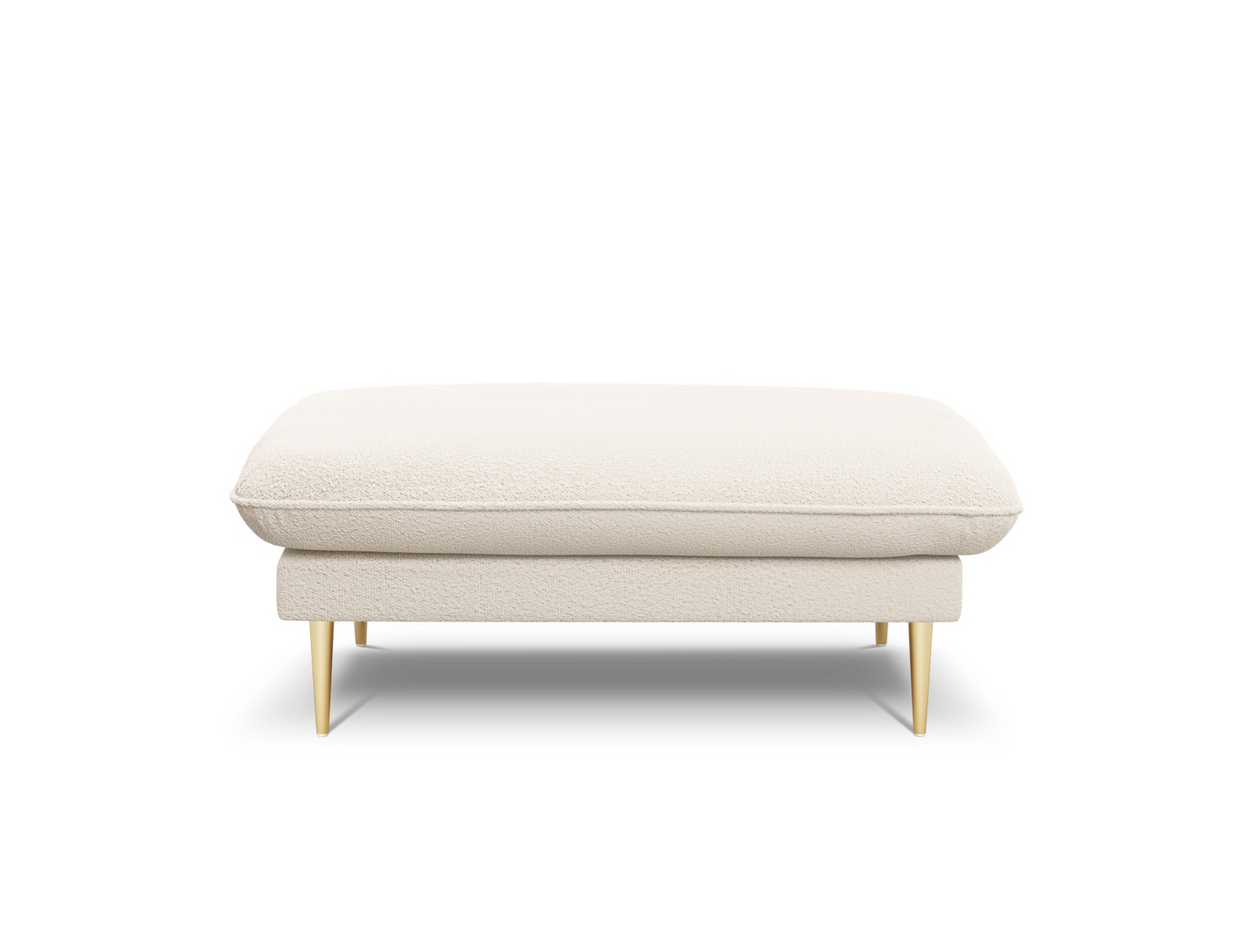 Cosmopolitan Design bouclé-puf, "Vienna", 1-personers, 93 × 73 × 43 cm, Ascot, guldfarvede metalben