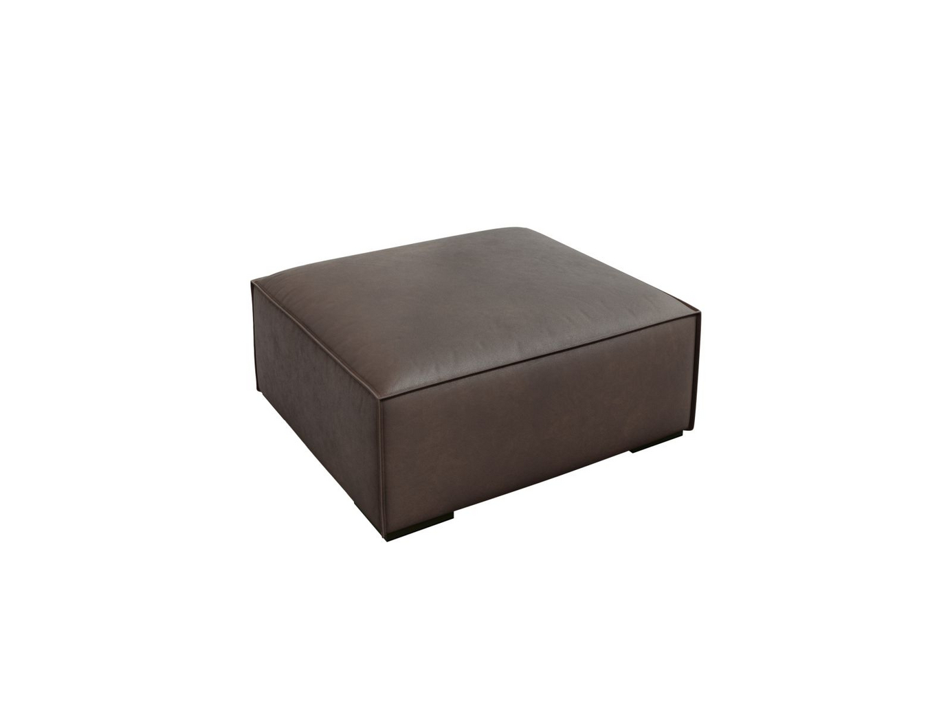 Cosmopolitan Design ægte læder puf, "Turin", 1-personers, 100 × 100 × 39 cm, Granada, ben i sort bøg