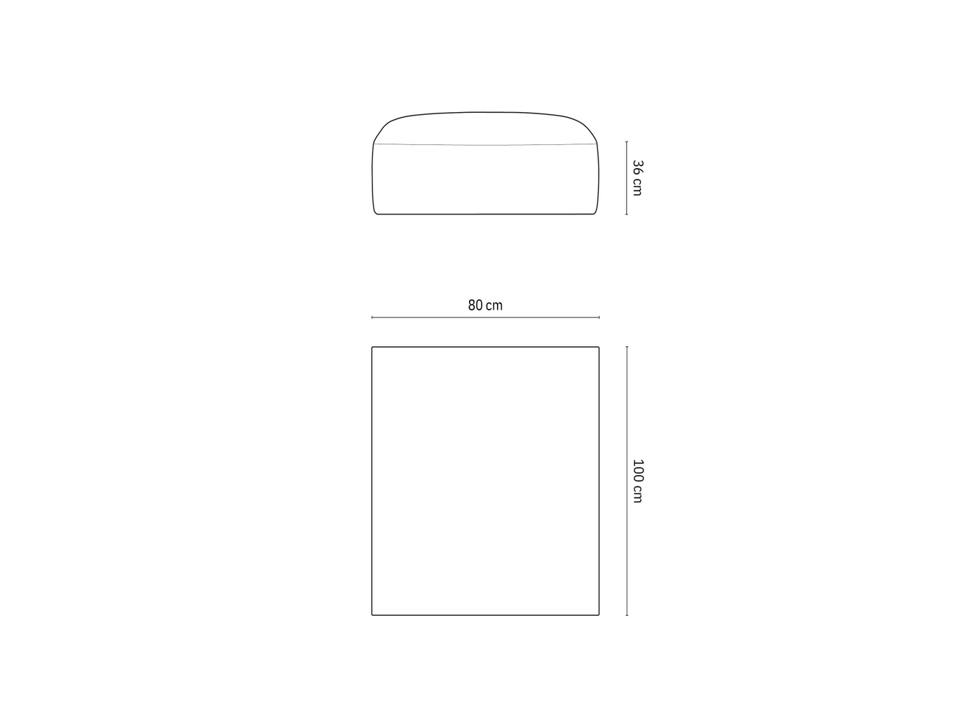 Cosmopolitan Design velourpuf, "Matera", 1-personers, 100 × 80 × 36 cm, Salvador, sorte plastben