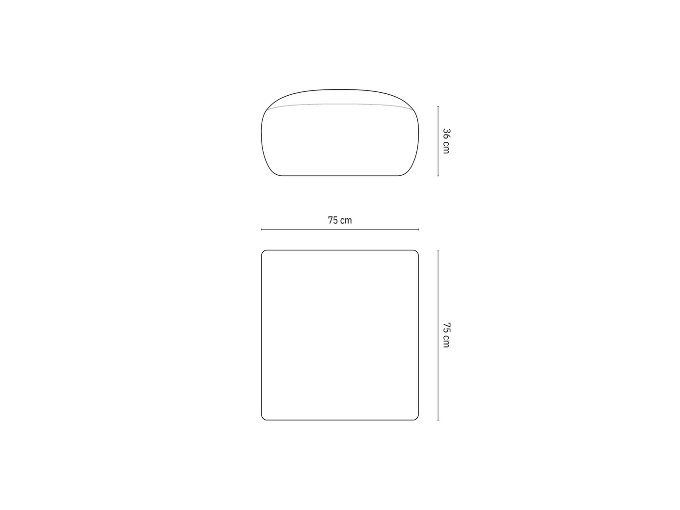 Cosmopolitan Design velourpuf, "Nolio", 1-personers, 75 × 75 × 36 cm, Casino, sorte plastben