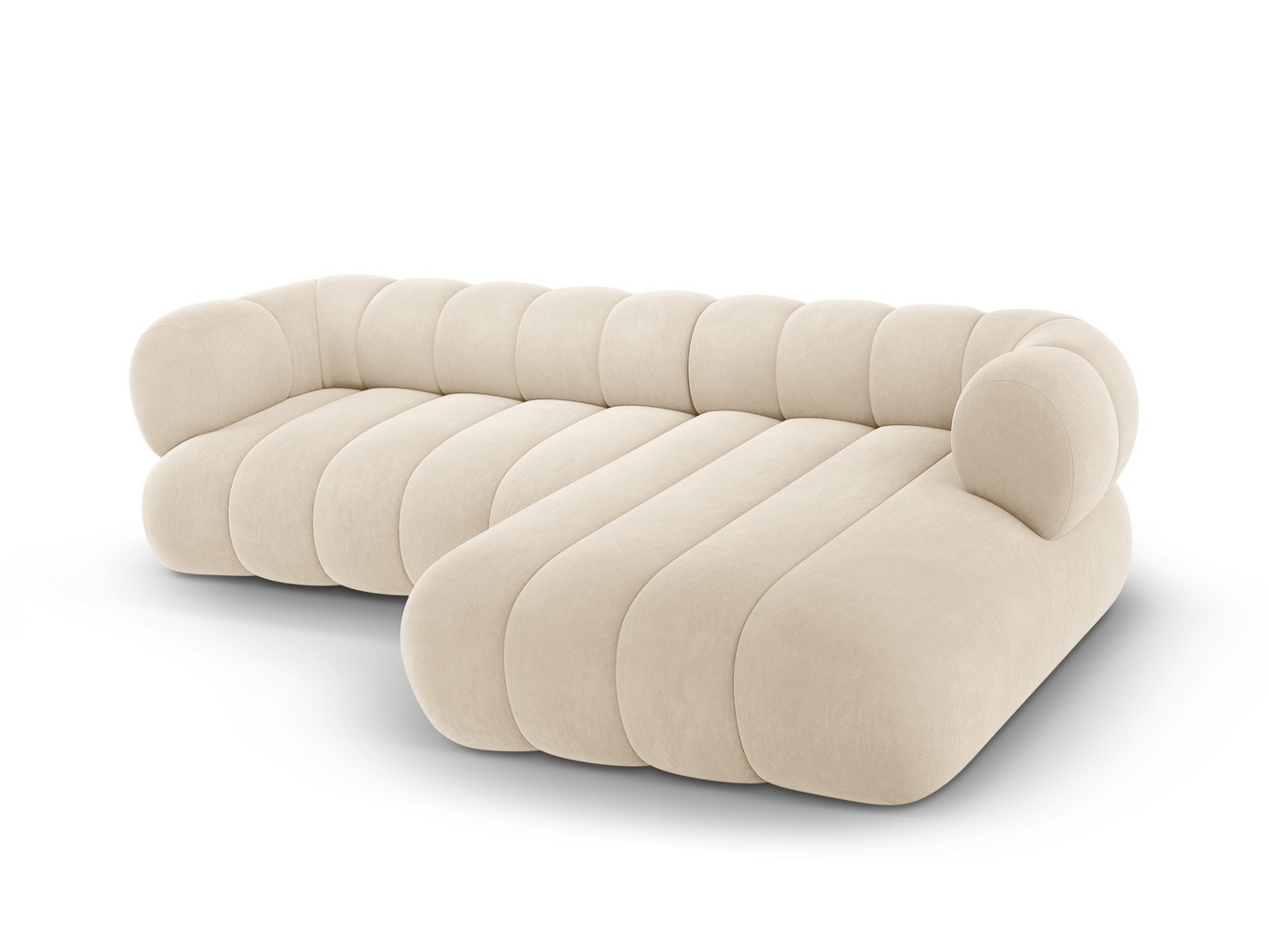 Cosmopolitan Design højrevendt velourhjørnesofa, "Koge", 5-personers, 270 × 165 × 70 cm, Vogue, sorte plastben