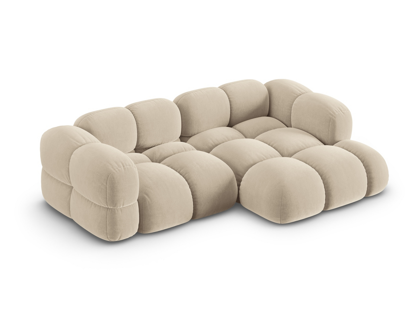 Cosmopolitan Design højrevendt velourhjørnesofa, "Loretto", 3-personers, 250 × 147 × 68 cm, Vogue, sorte plastben