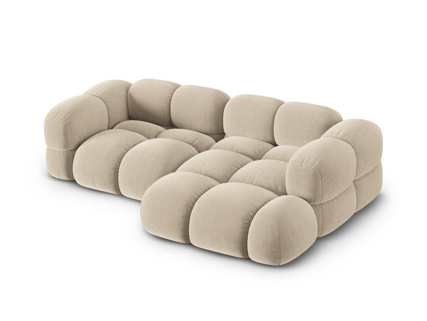 Cosmopolitan Design højrevendt velourhjørnesofa, "Loretto", 3-personers, 250 × 147 × 68 cm, Vogue, sorte plastben