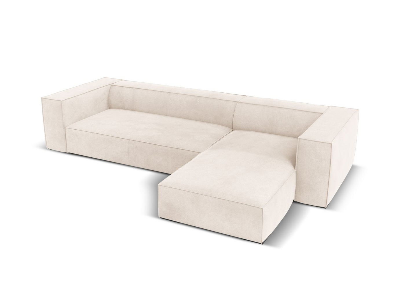 Cosmopolitan Design højrevendt hjørnesofa, "Turin", 5-personers, 290 × 173 × 68 cm, Rosario, ben i sort bøg