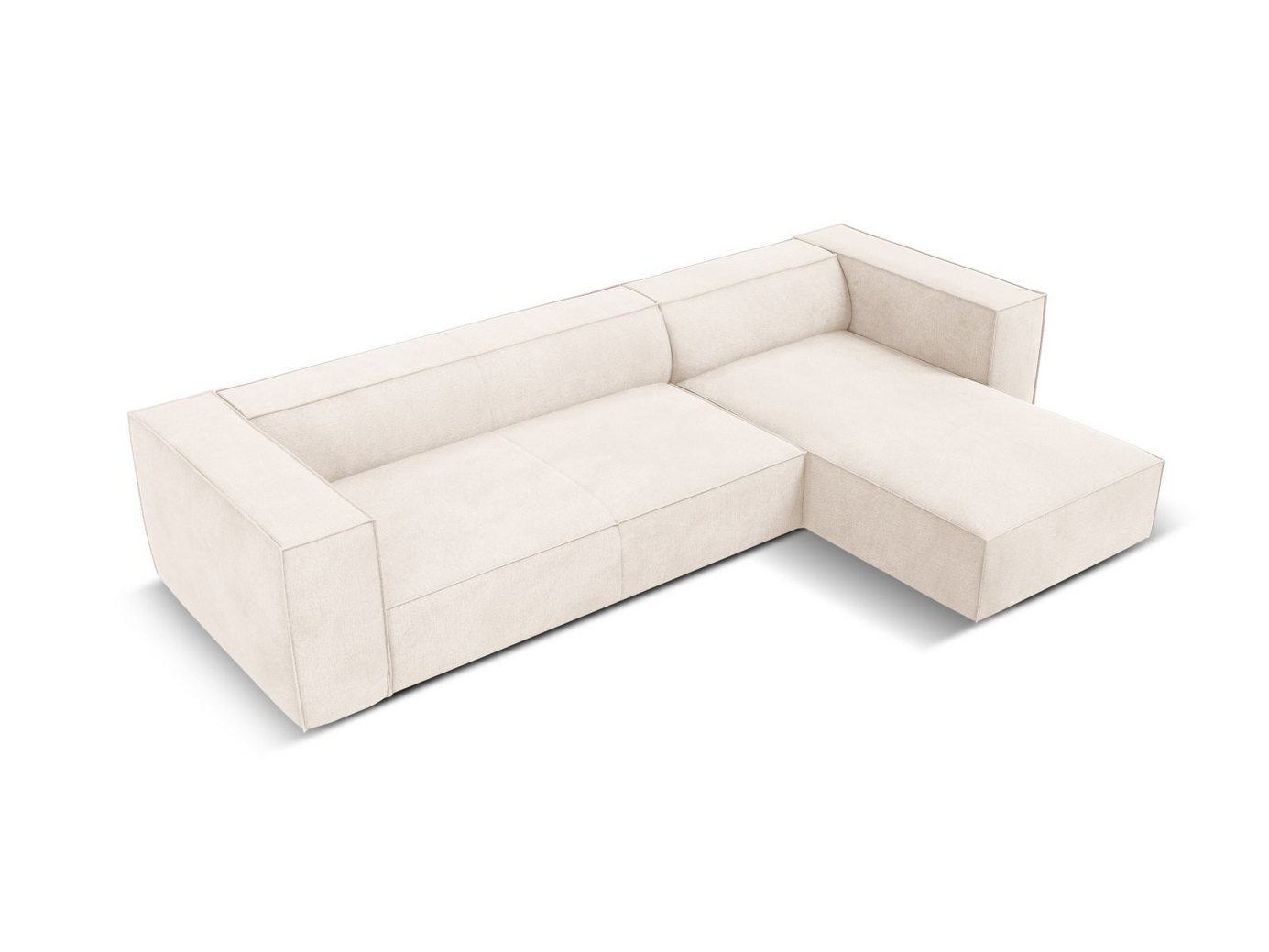 Cosmopolitan Design højrevendt hjørnesofa, "Turin", 5-personers, 290 × 173 × 68 cm, Rosario, ben i sort bøg