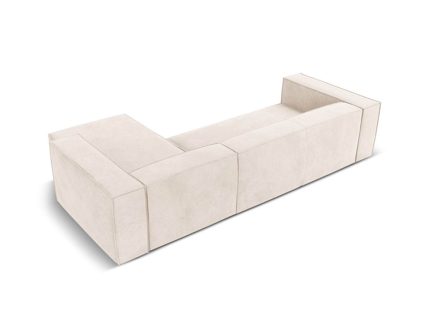 Cosmopolitan Design højrevendt hjørnesofa, "Turin", 5-personers, 290 × 173 × 68 cm, Rosario, ben i sort bøg