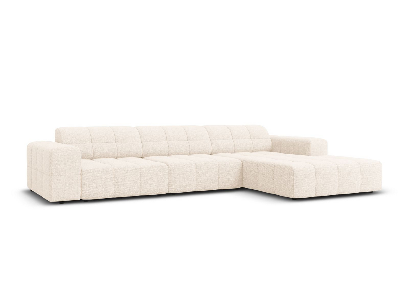 Cosmopolitan Design højrevendt hjørnesofa, "Chicago", 4-personers, 294 × 167 × 78 cm, Haga, sorte plastben