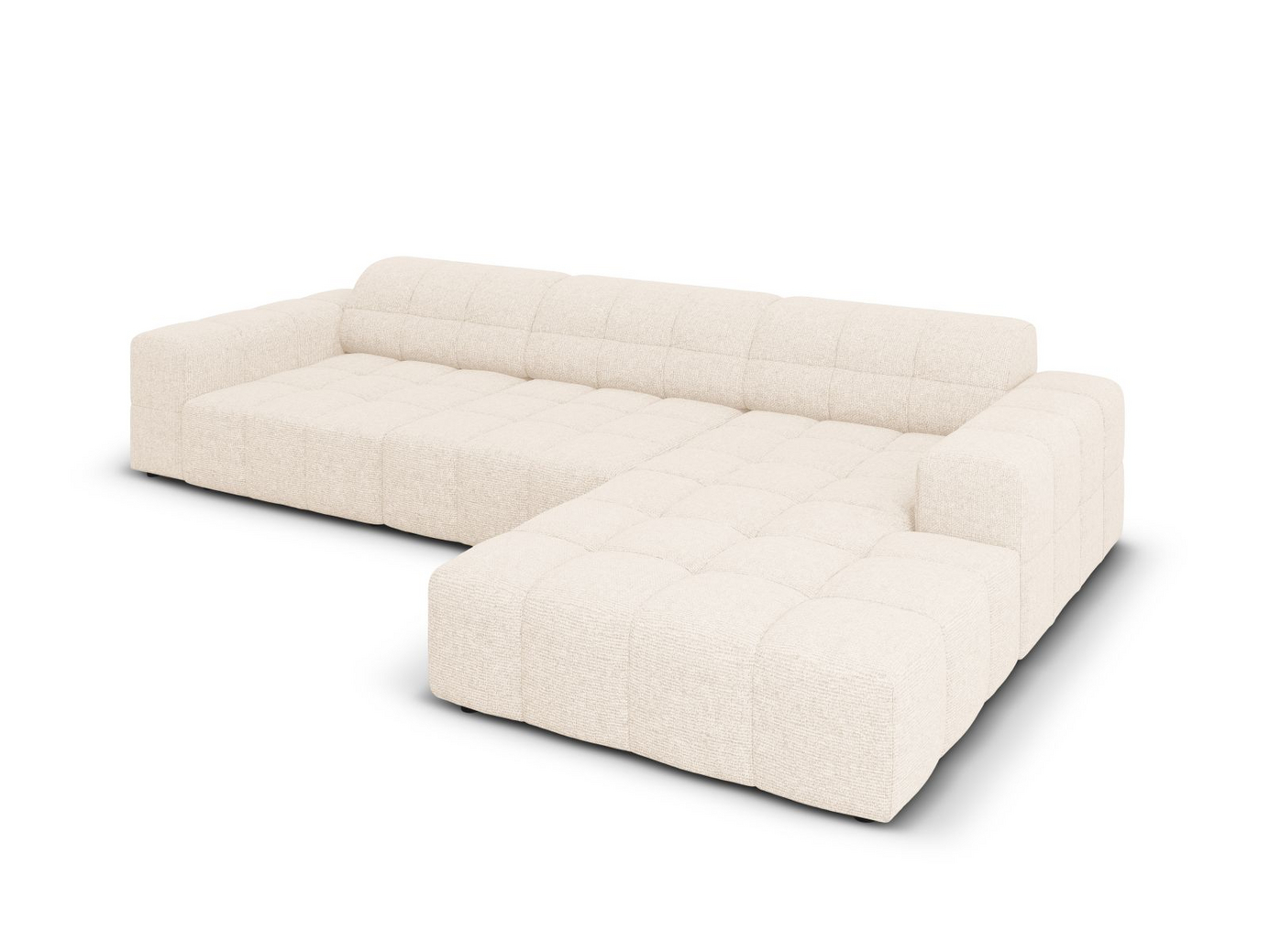 Cosmopolitan Design højrevendt hjørnesofa, "Chicago", 4-personers, 294 × 167 × 78 cm, Haga, sorte plastben