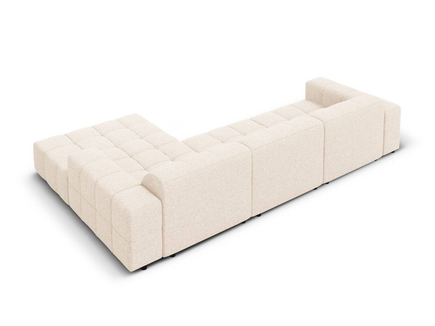 Cosmopolitan Design højrevendt hjørnesofa, "Chicago", 4-personers, 294 × 167 × 78 cm, Haga, sorte plastben