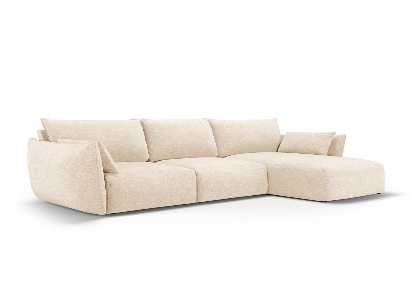 Cosmopolitan Design højrevendt hjørnesofa, "Matera", 4-personers, 308 × 171 × 85 cm, Haga, sorte plastben