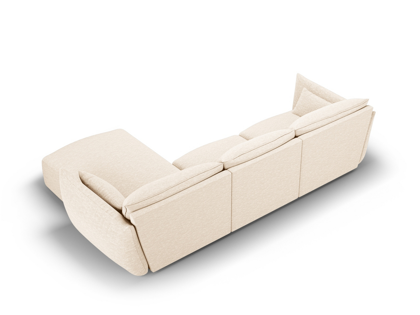 Cosmopolitan Design højrevendt hjørnesofa, "Matera", 4-personers, 308 × 171 × 85 cm, Haga, sorte plastben