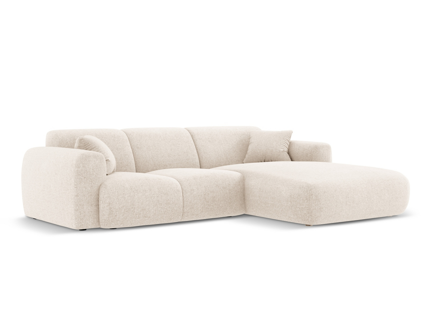 Cosmopolitan Design højrevendt hjørnesofa, "Nolio", 4-personers, 260 × 170 × 72 cm, Haga, sorte plastben
