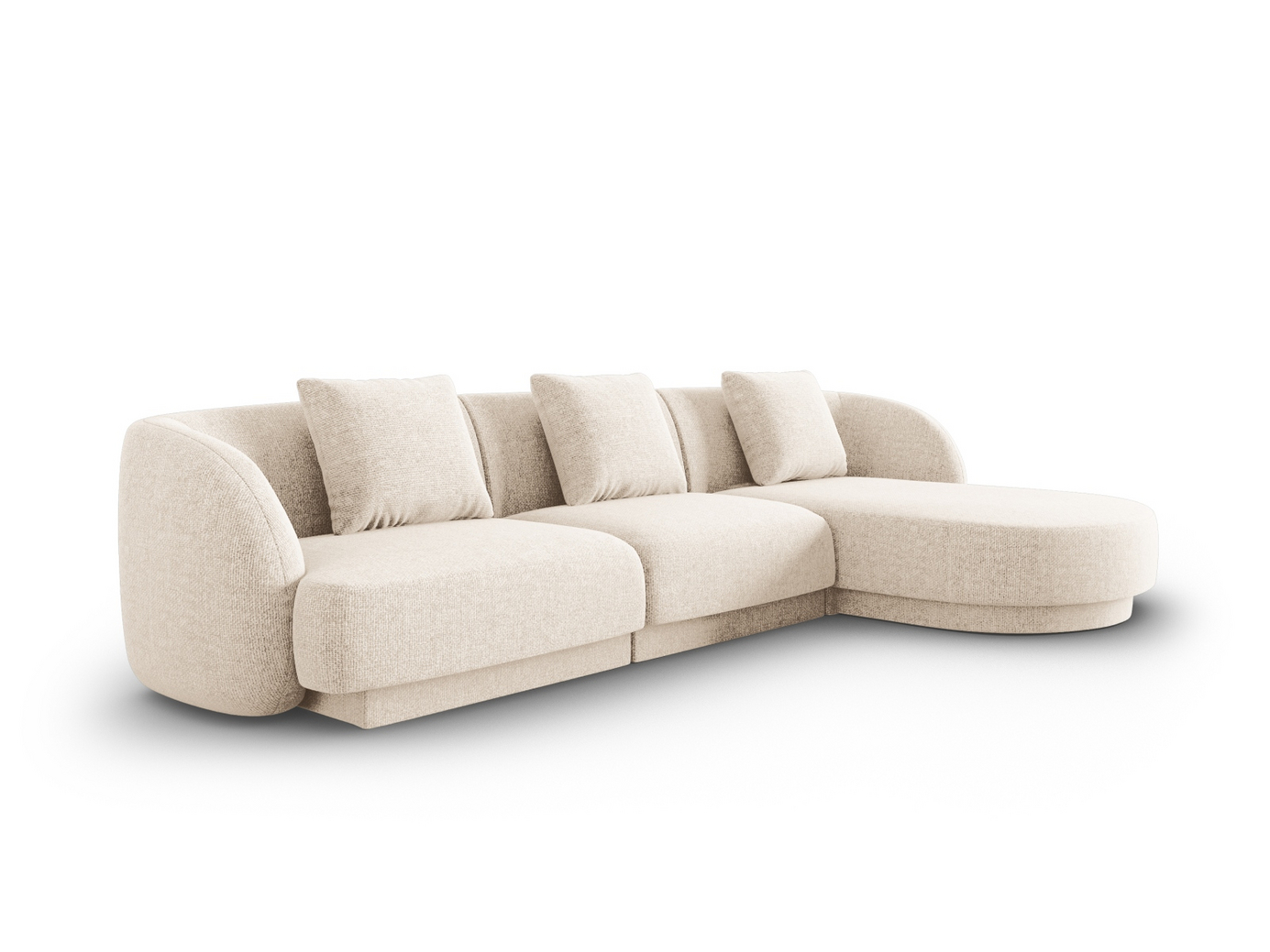Cosmopolitan Design højrevendt hjørnesofa, "Tulum", 4-personers, 255 × 156 × 70 cm, Haga, sorte plastben