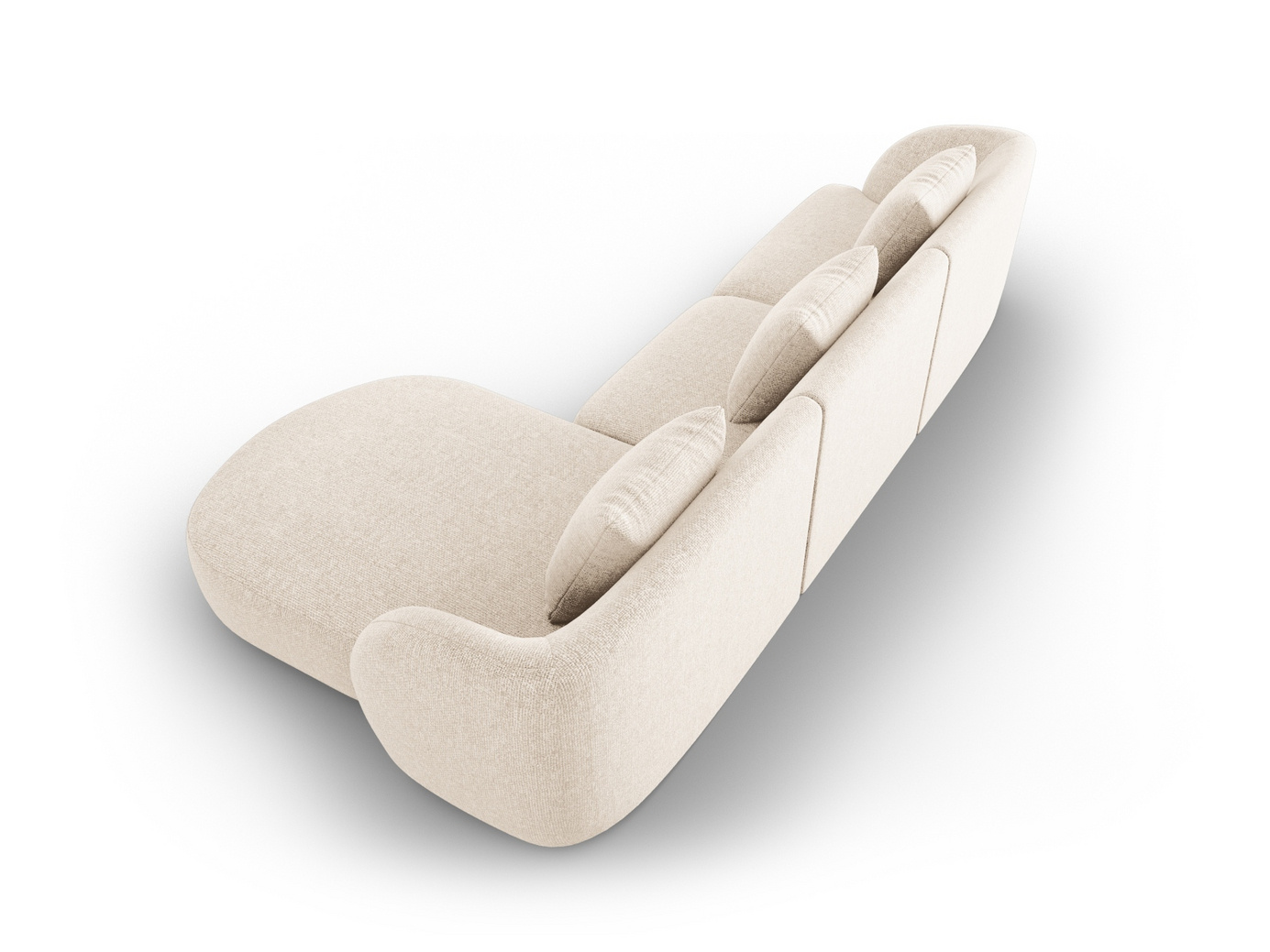 Cosmopolitan Design højrevendt hjørnesofa, "Tulum", 4-personers, 255 × 156 × 70 cm, Haga, sorte plastben