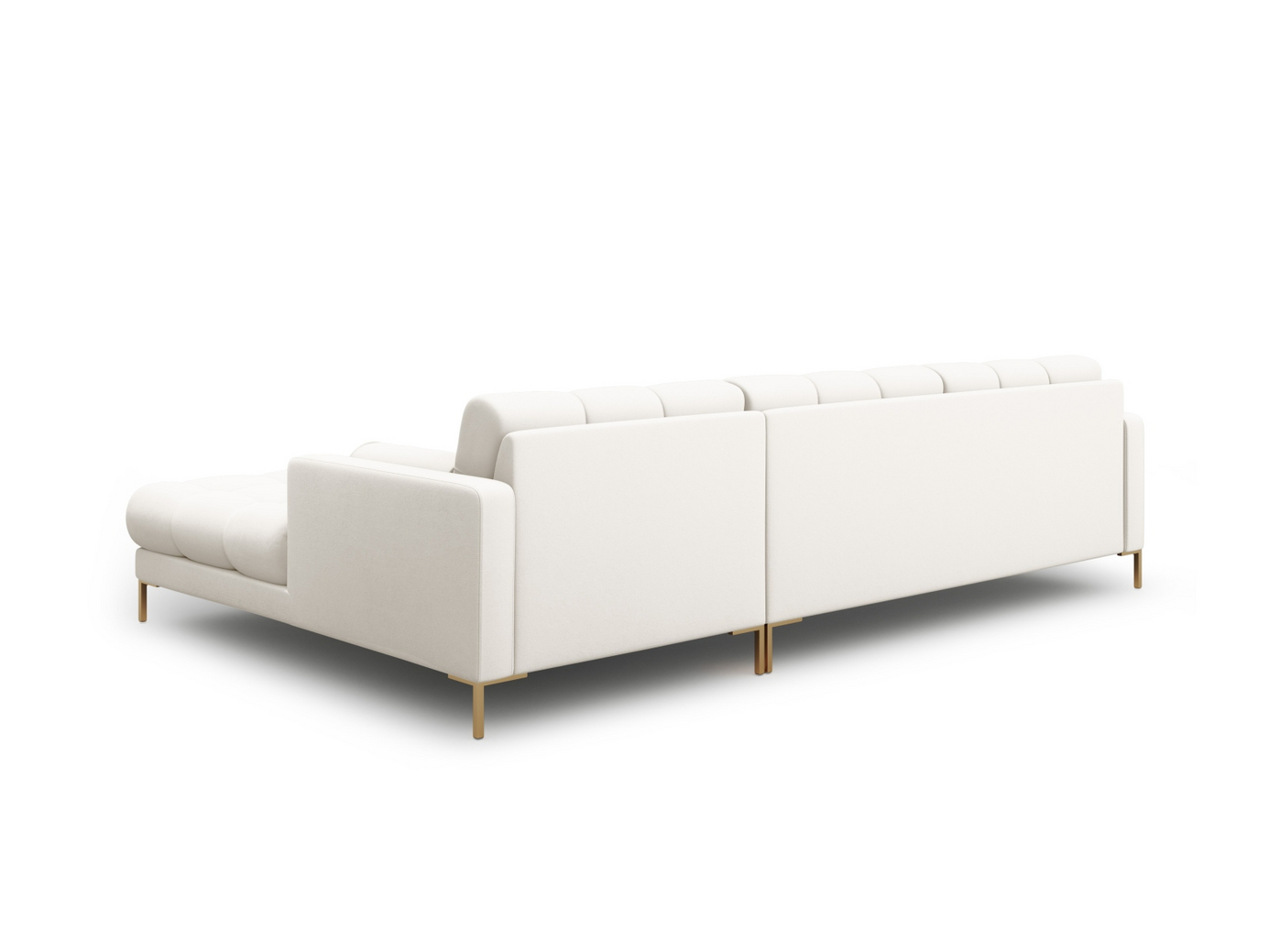 Cosmopolitan Design højrevendt hjørnesofa, "Bali", 5-personers, 293 × 185 × 75 cm, Neve, guldfarvede metalben