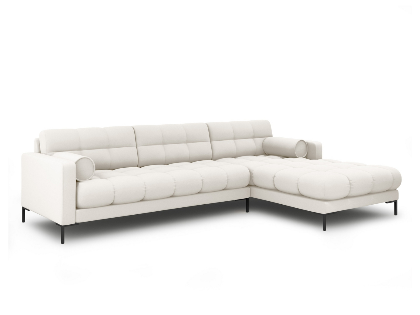 Cosmopolitan Design højrevendt hjørnesofa, "Bali", 5-personers, 293 × 185 × 75 cm, Neve, sorte metalben