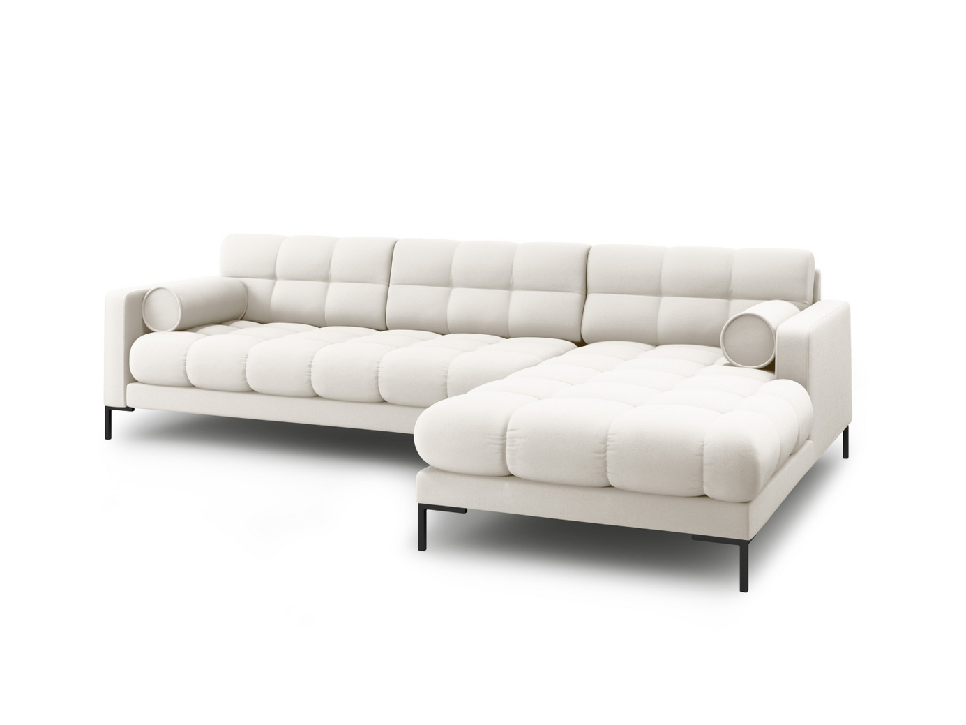 Cosmopolitan Design højrevendt hjørnesofa, "Bali", 5-personers, 293 × 185 × 75 cm, Neve, sorte metalben