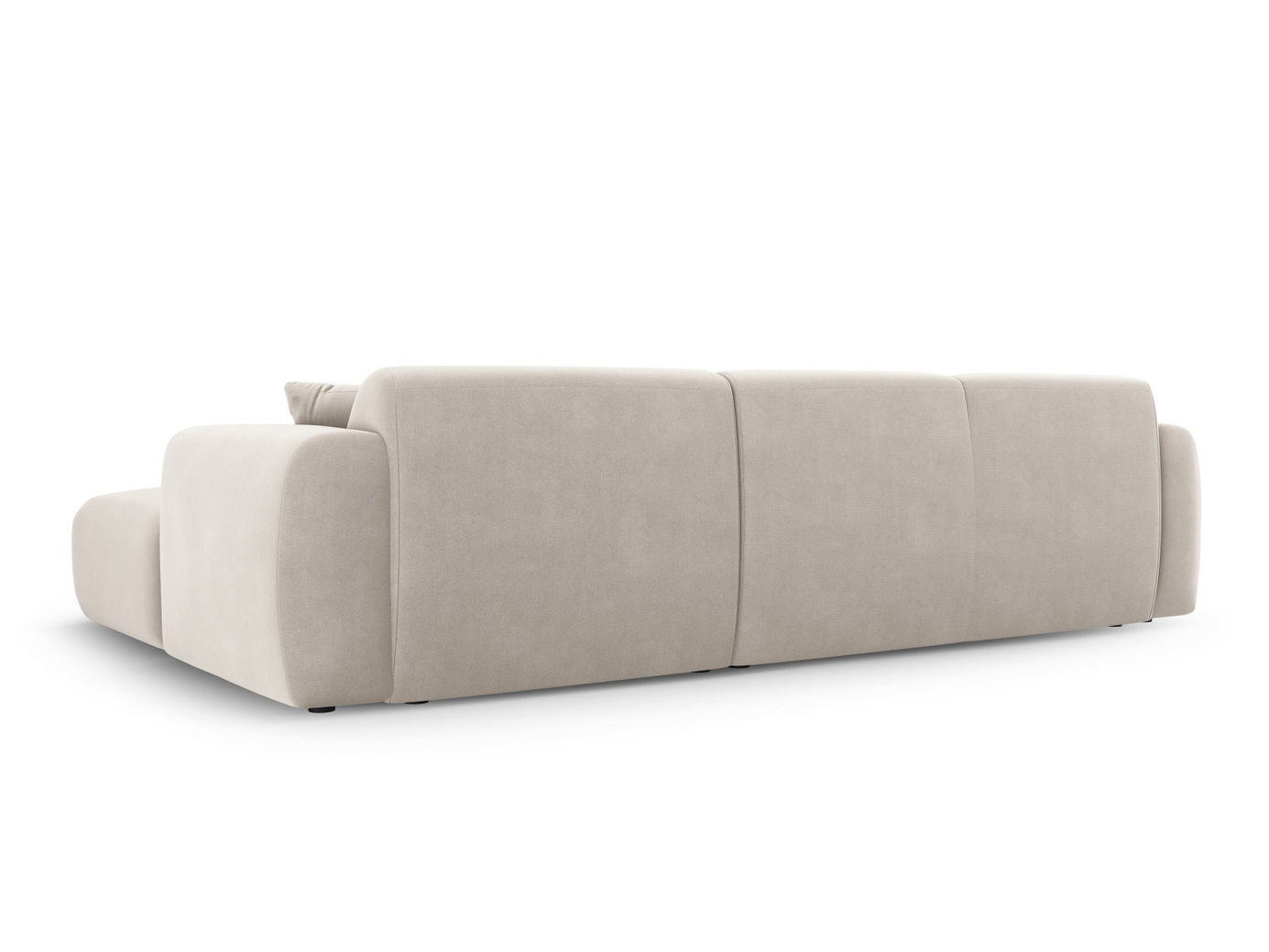 Cosmopolitan Design højrevendt velourhjørnesofa, "Nolio", 4-personers, 260 × 170 × 72 cm, Casino, sorte plastben