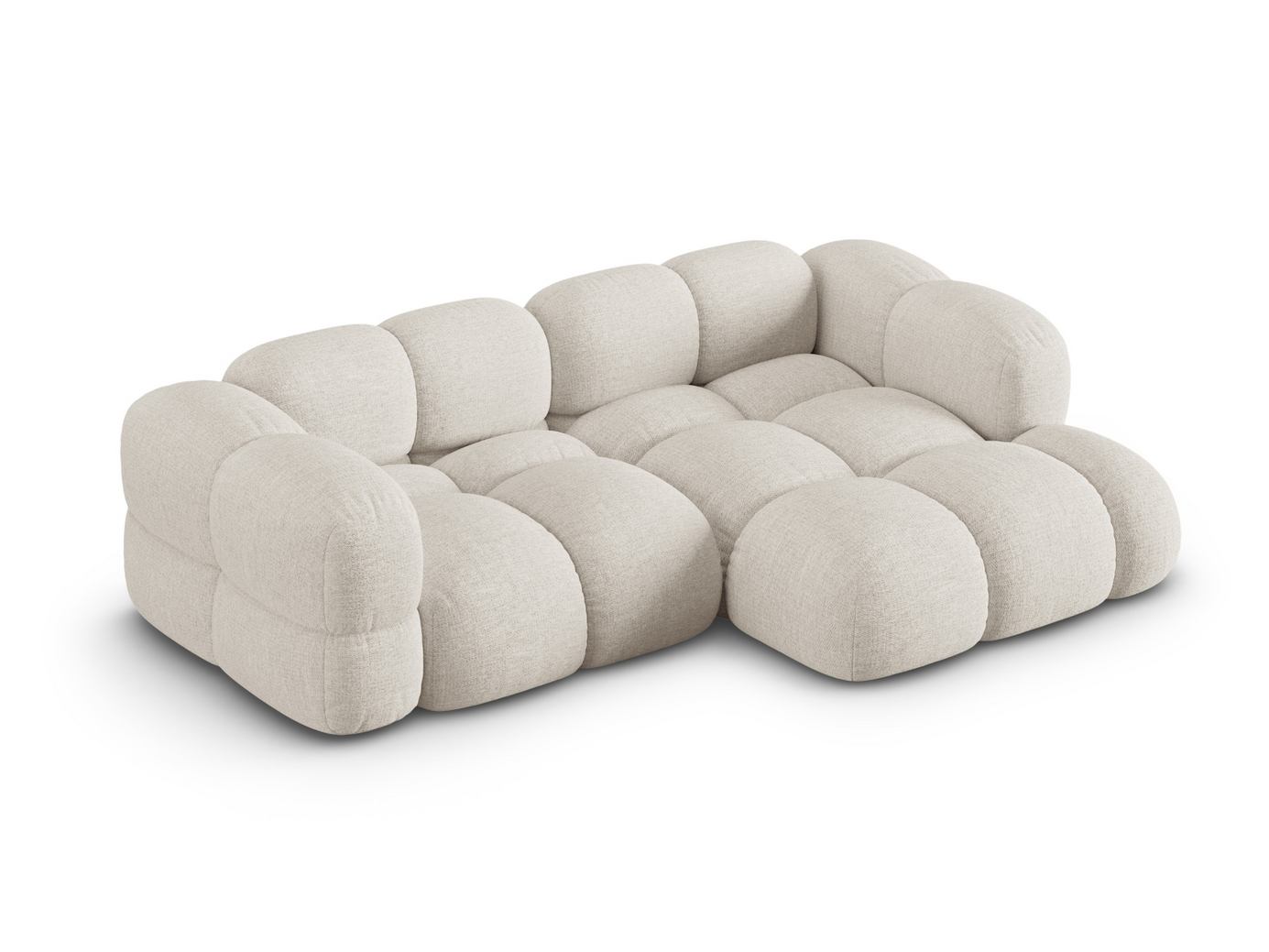 Cosmopolitan Design højrevendt hjørnesofa, "Loretto", 3-personers, 250 × 147 × 68 cm, Sorella, sorte plastben