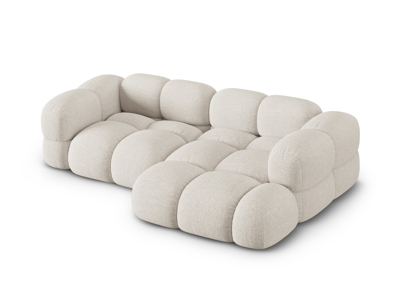 Cosmopolitan Design højrevendt hjørnesofa, "Loretto", 3-personers, 250 × 147 × 68 cm, Sorella, sorte plastben