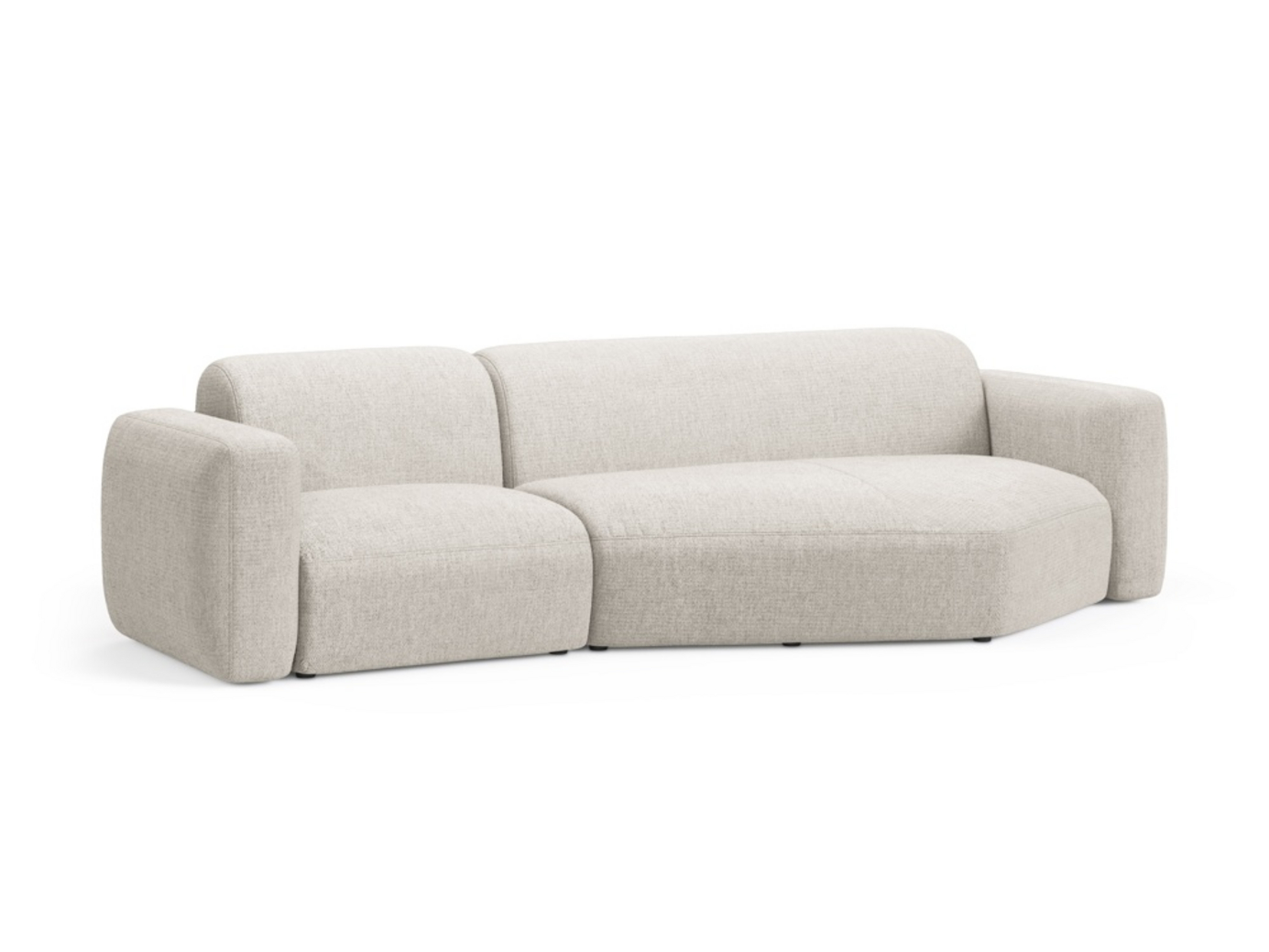 Cosmopolitan Design højrevendt modulhjørnesofa, "Strino", 3-personers, 308 × 136 × 78 cm, Sorella, sorte plastben