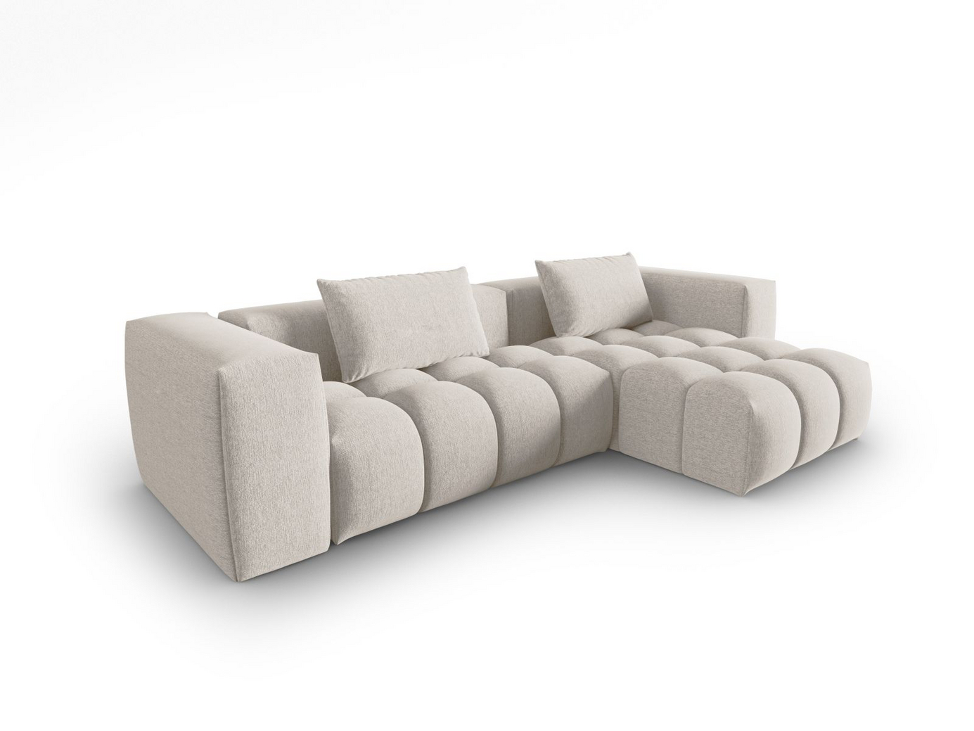 Cosmopolitan Design højrevendt modulhjørnesofa, "Verona", 3-personers, 260 × 145 × 70 cm, Sorella, sorte plastben