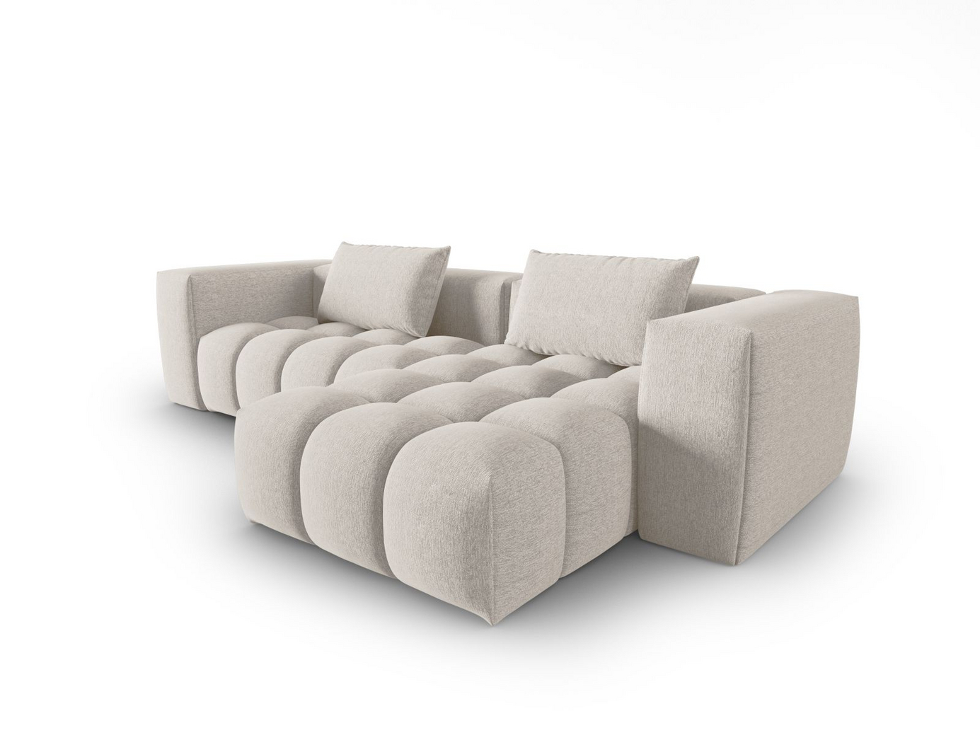 Cosmopolitan Design højrevendt modulhjørnesofa, "Verona", 3-personers, 260 × 145 × 70 cm, Sorella, sorte plastben