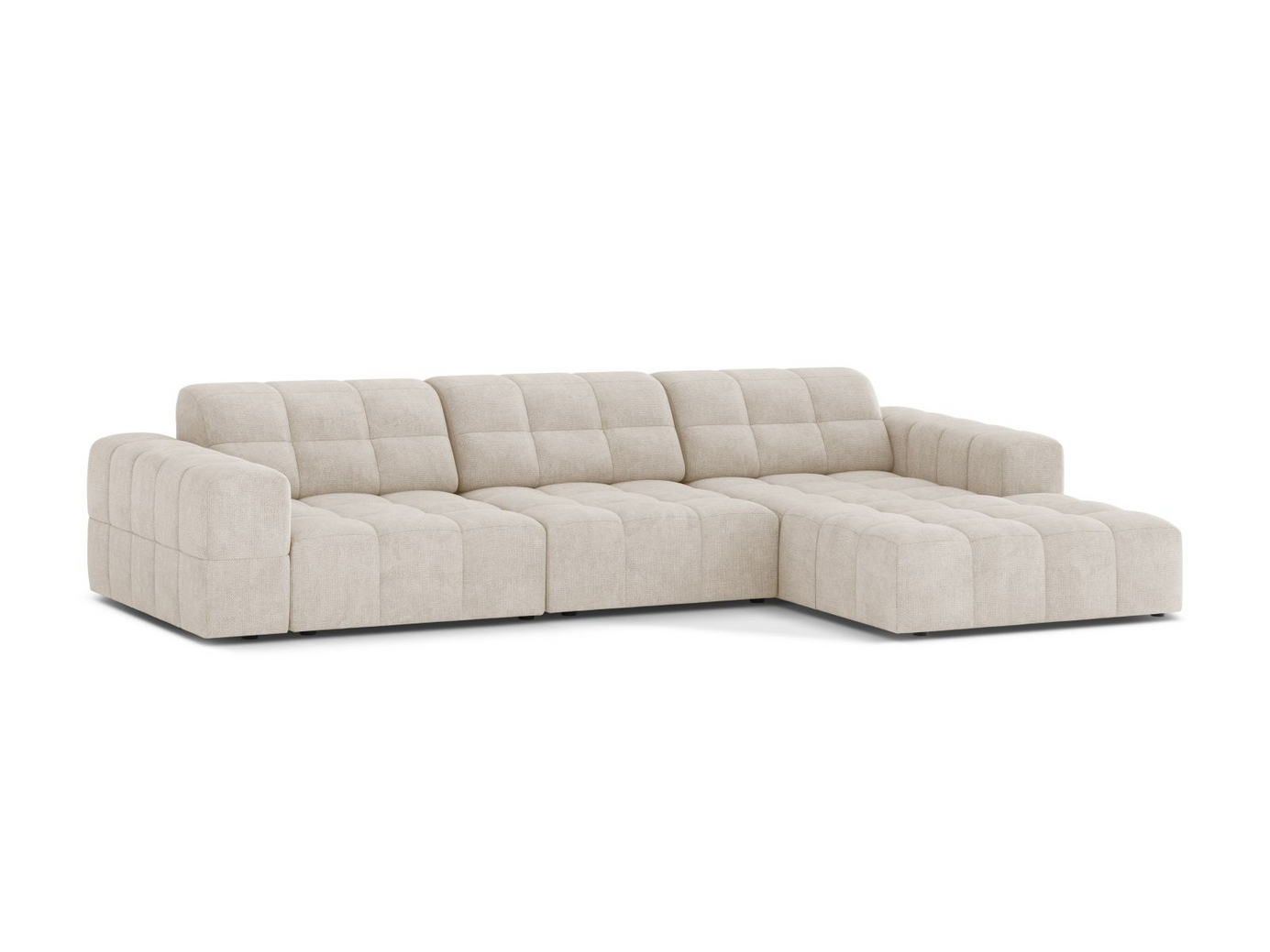 Cosmopolitan Design højrevendt hjørnesofa, "Chicago", 4-personers, 294 × 167 × 78 cm, Eden 10, sorte plastben