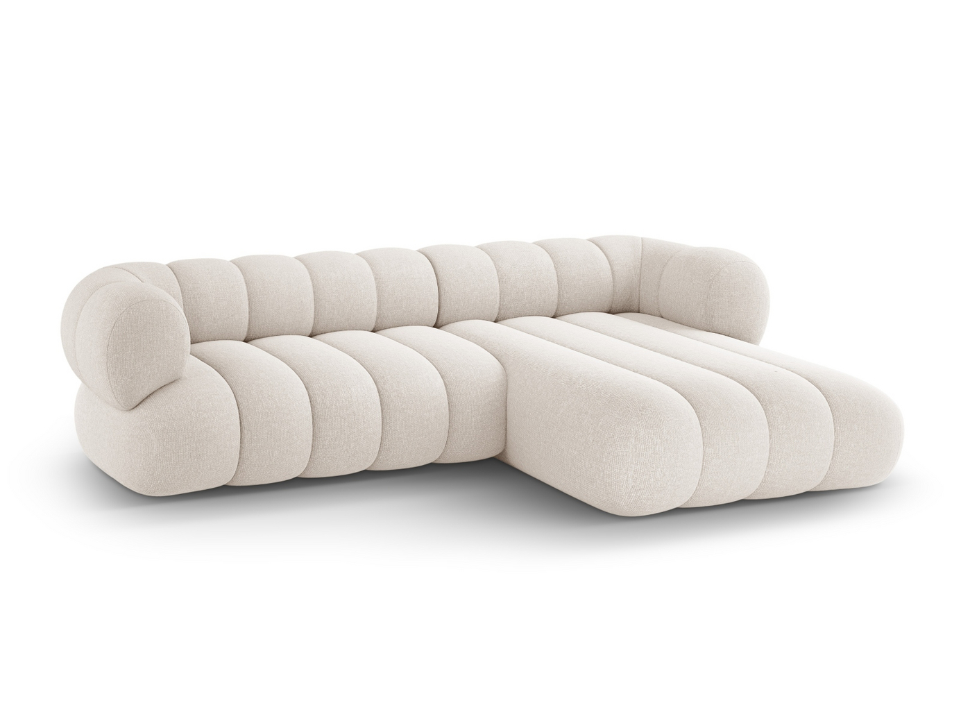 Cosmopolitan Design højrevendt hjørnesofa, "Koge", 5-personers, 270 × 165 × 70 cm, Eden 10, sorte plastben