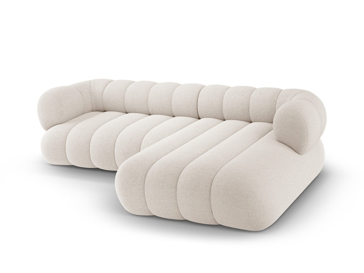 Cosmopolitan Design højrevendt hjørnesofa, "Koge", 5-personers, 270 × 165 × 70 cm, Eden 10, sorte plastben