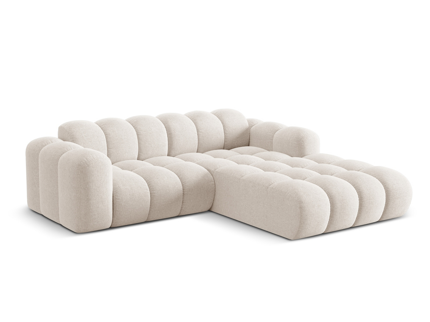 Cosmopolitan Design højrevendt hjørnesofa, "Treno", 3-personers, 240 × 184 × 70 cm, Eden 10, sorte plastben