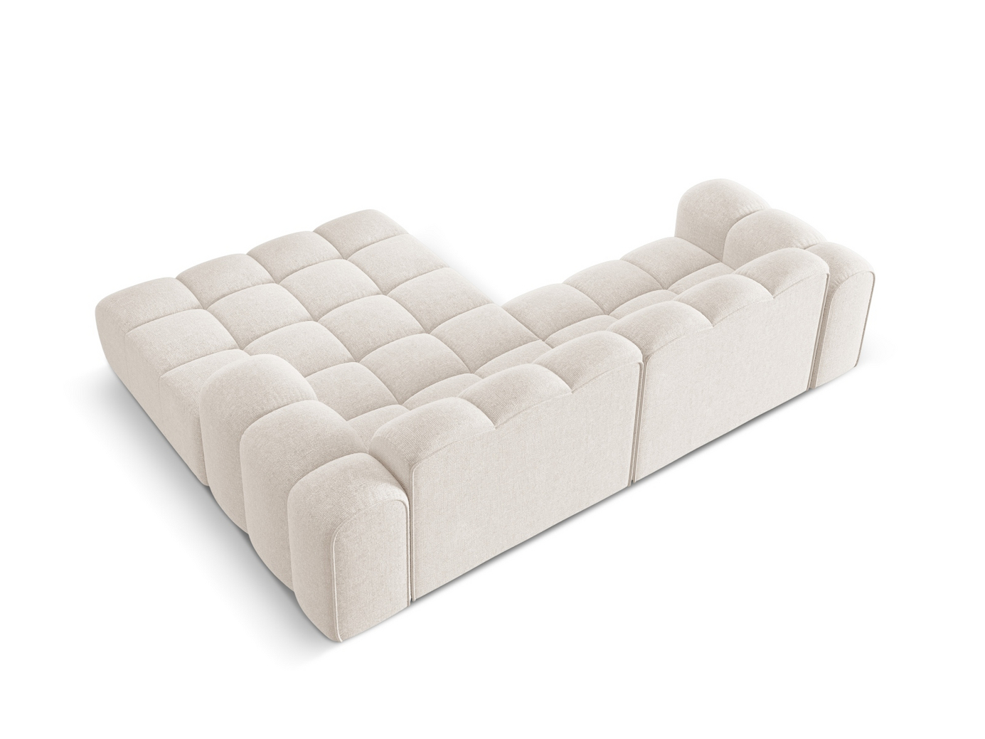 Cosmopolitan Design højrevendt hjørnesofa, "Treno", 3-personers, 240 × 184 × 70 cm, Eden 10, sorte plastben
