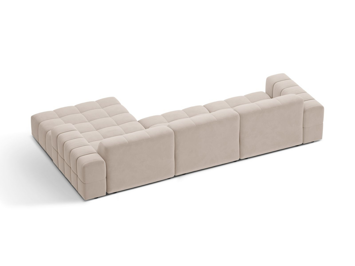 Cosmopolitan Design højrevendt velourhjørnesofa, "Chicago", 4-personers, 294 × 167 × 78 cm, Venus, sorte plastben