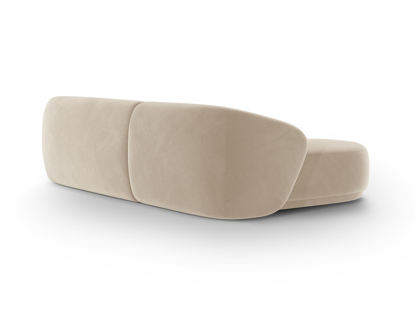 Cosmopolitan Design højrevendt velourhjørnesofa, "Gomera", 4-personers, 260 × 155 × 74 cm, Salvador, sorte plastben