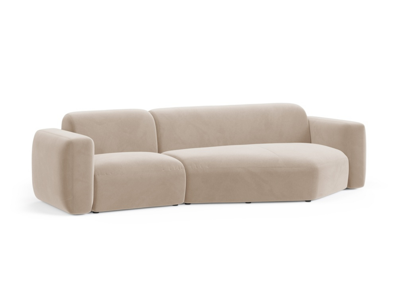 Cosmopolitan Design højrevendt velourmodulhjørnesofa, "Strino", 3-personers, 308 × 136 × 78 cm, Salvador, sorte plastben