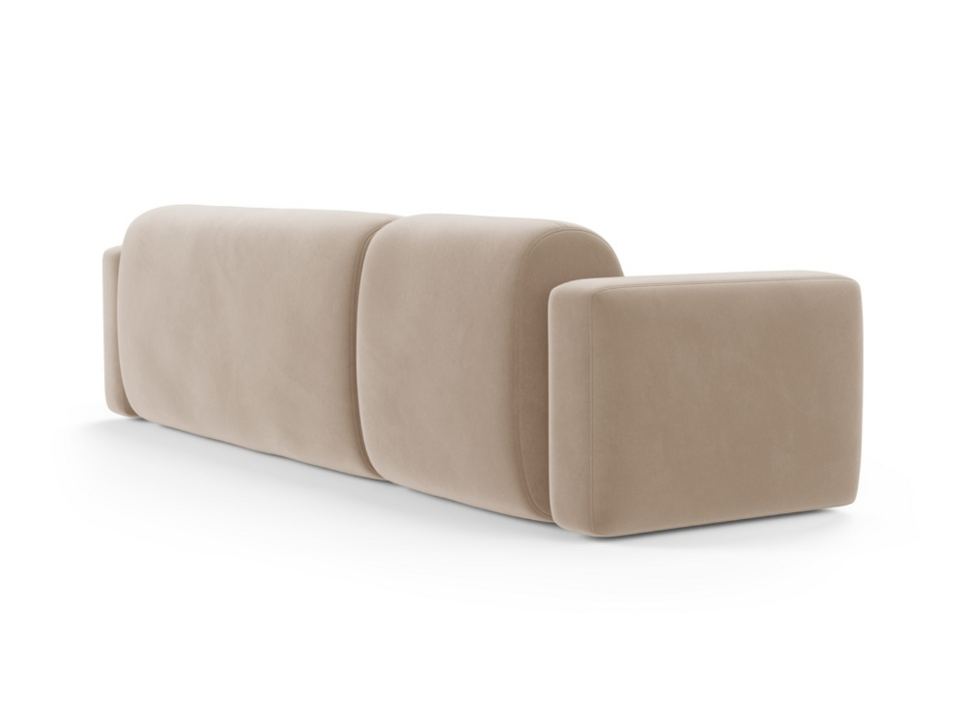 Cosmopolitan Design højrevendt velourmodulhjørnesofa, "Strino", 3-personers, 308 × 136 × 78 cm, Salvador, sorte plastben