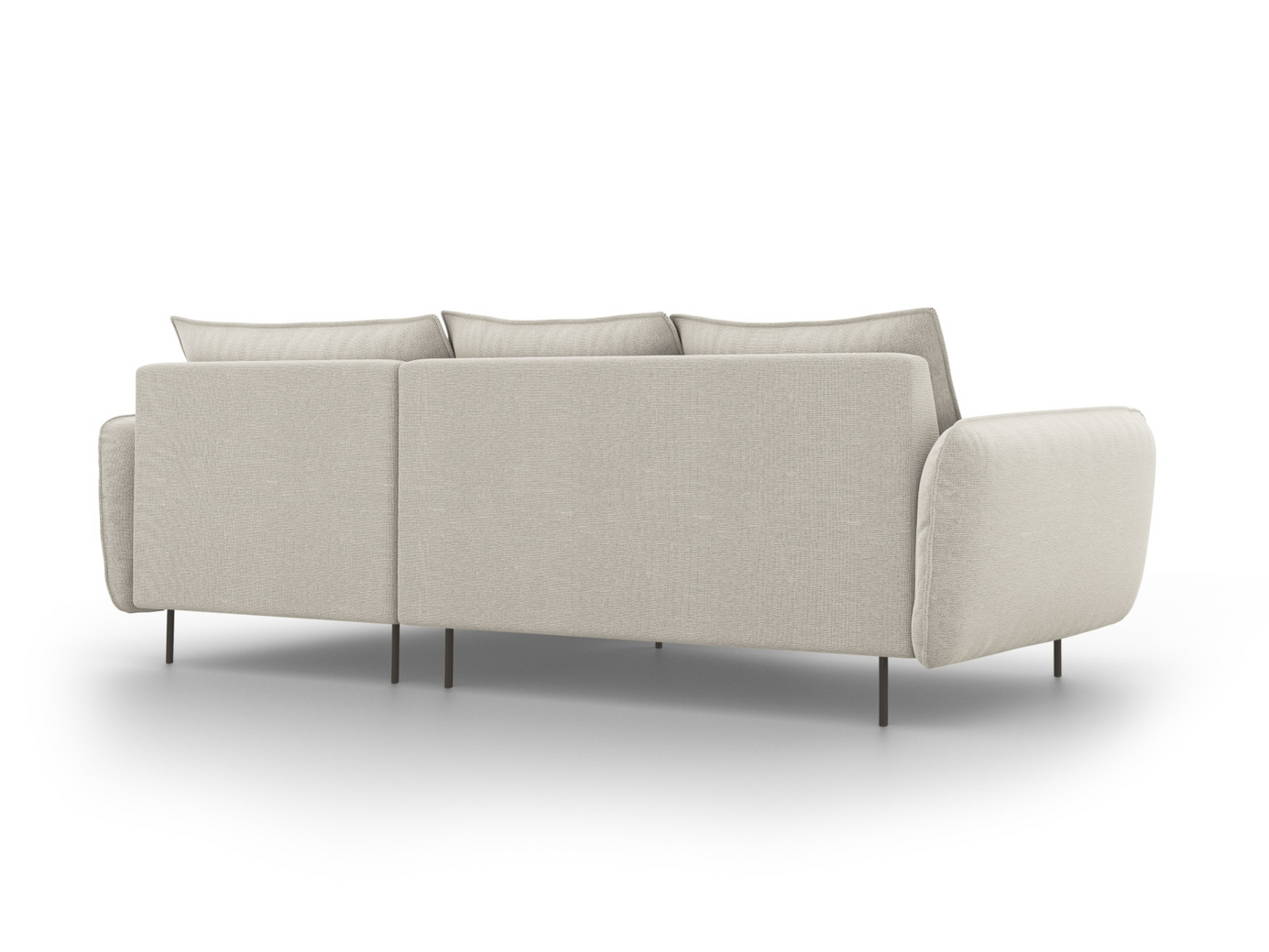 Cosmopolitan Design højrevendt hjørnesofa, "Vienna", 5-personers, 255 × 170 × 95 cm, Positano, sorte metalben