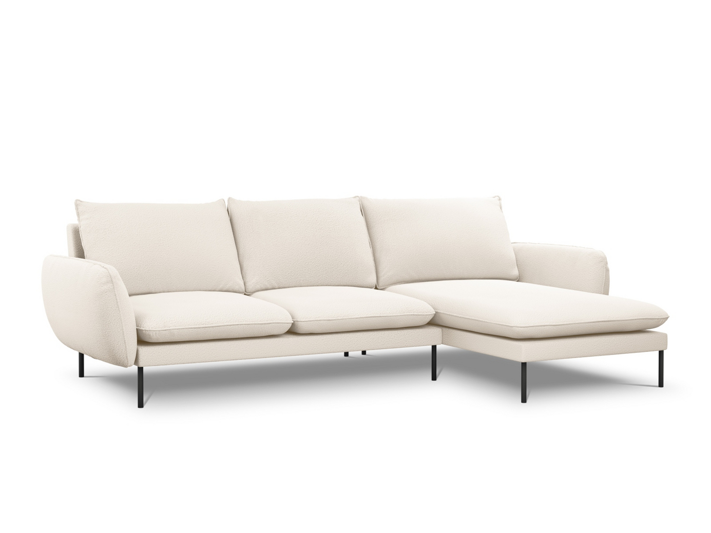 Cosmopolitan Design højrevendt bouclé-hjørnesofa, 