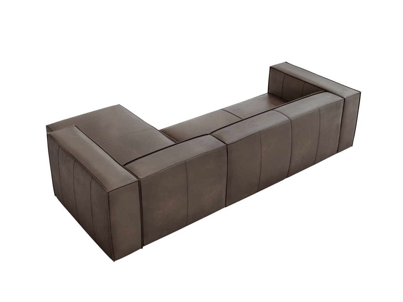 Cosmopolitan Design højrevendt ægte læder hjørnesofa, "Turin", 5-personers, 290 × 173 × 68 cm, Granada, ben i sort bøg