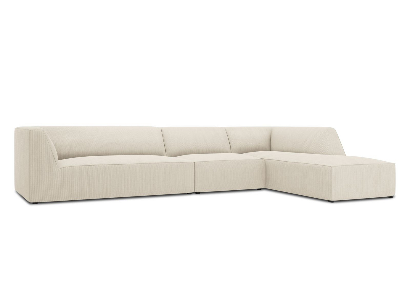Cosmopolitan Design højrevendt modulhjørnesofa, "Siena", 5-personers, 366 × 180 × 69 cm, Scala, sorte plastben