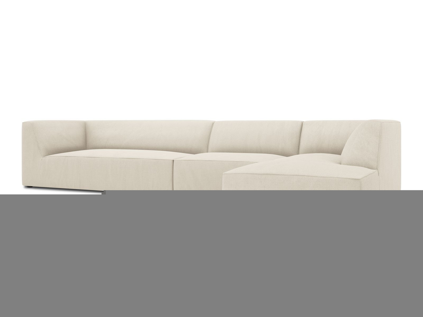 Cosmopolitan Design højrevendt modulhjørnesofa, "Siena", 5-personers, 366 × 180 × 69 cm, Scala, sorte plastben
