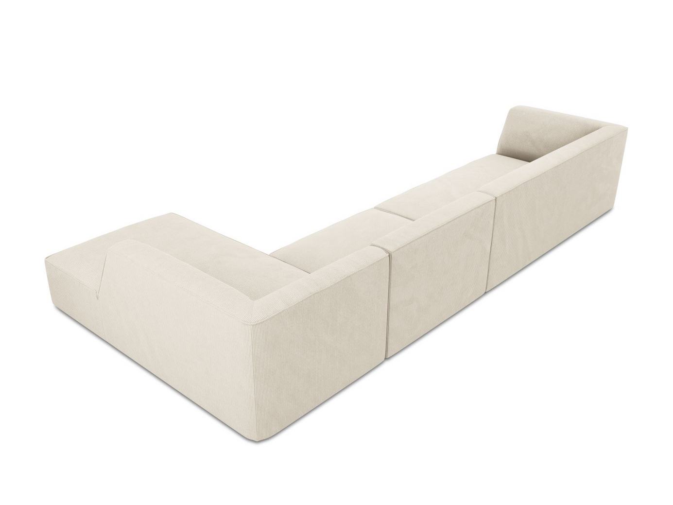 Cosmopolitan Design højrevendt modulhjørnesofa, "Siena", 5-personers, 366 × 180 × 69 cm, Scala, sorte plastben