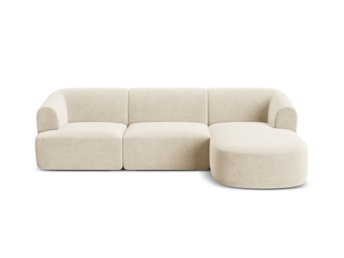 Cosmopolitan Design højrevendt velourmodulhjørnesofa, "Campi", 4-personers, 256 × 156 × 70 cm, Vogue, sorte plastben