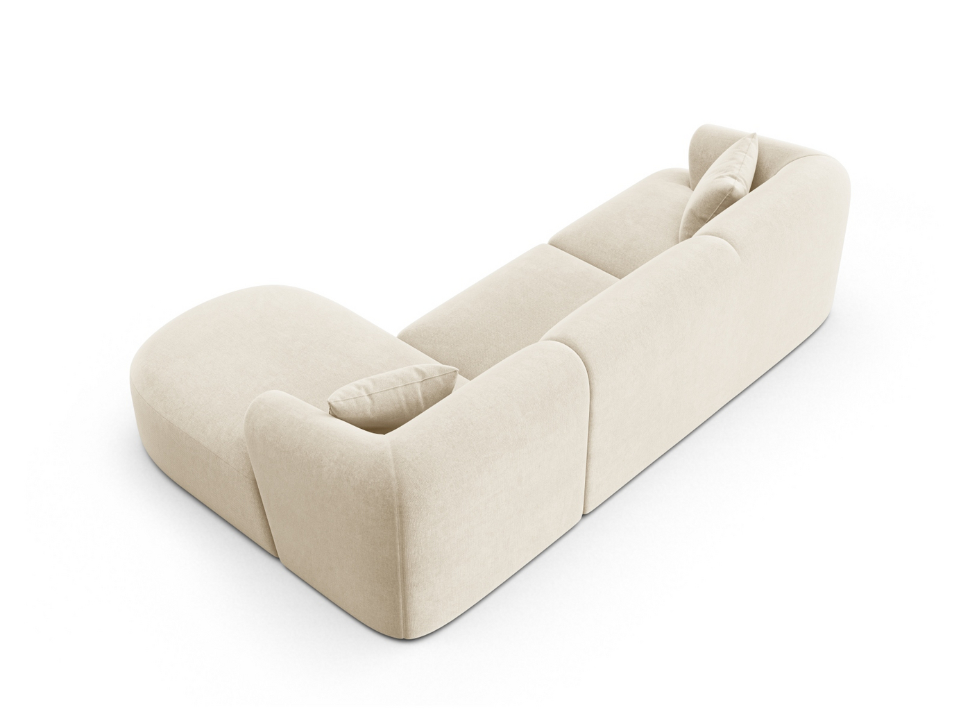 Cosmopolitan Design højrevendt velourmodulhjørnesofa, "Campi", 4-personers, 256 × 156 × 70 cm, Vogue, sorte plastben