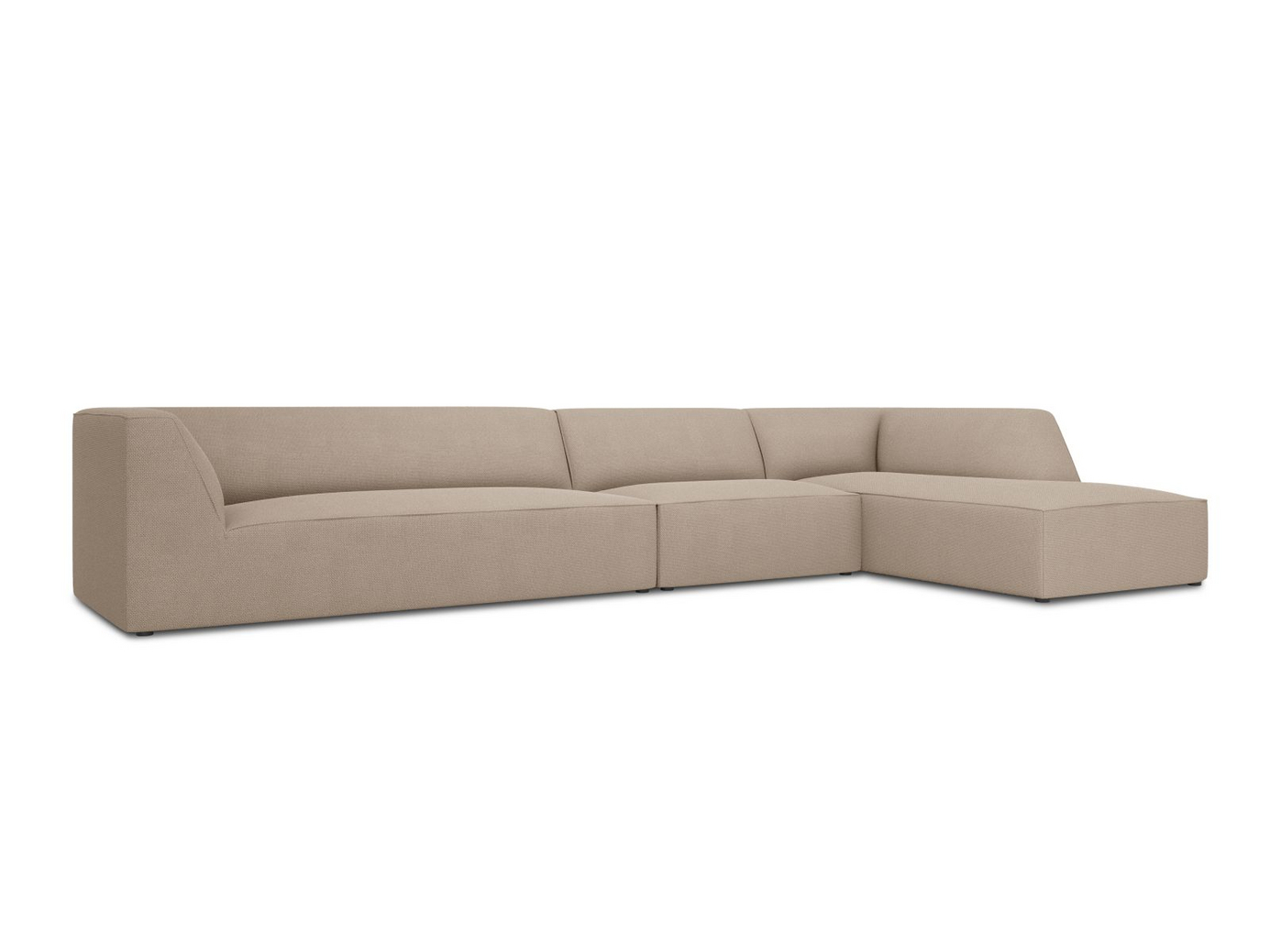 Cosmopolitan Design højrevendt modulhjørnesofa, "Siena", 5-personers, 366 × 180 × 69 cm, Ottawa, sorte plastben