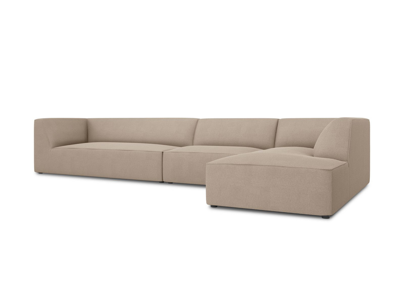 Cosmopolitan Design højrevendt modulhjørnesofa, "Siena", 5-personers, 366 × 180 × 69 cm, Ottawa, sorte plastben